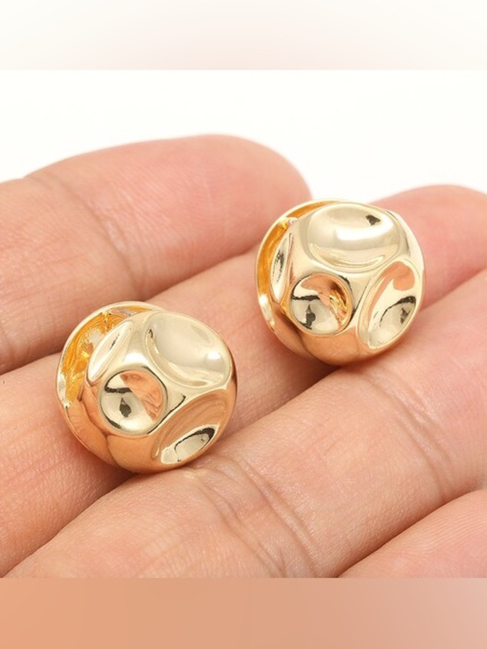 Nordstrom Goldtone Dimpled Huggie Ball Earrings